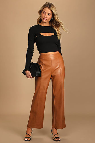 Lulus Cognac Faux Leather Pants