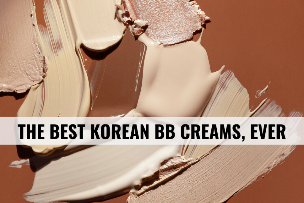 Photo of various Korean bb creams smeared on a brown background