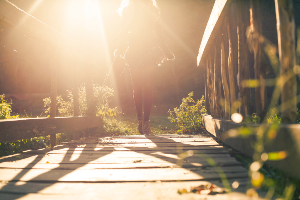 Woman on a bridge