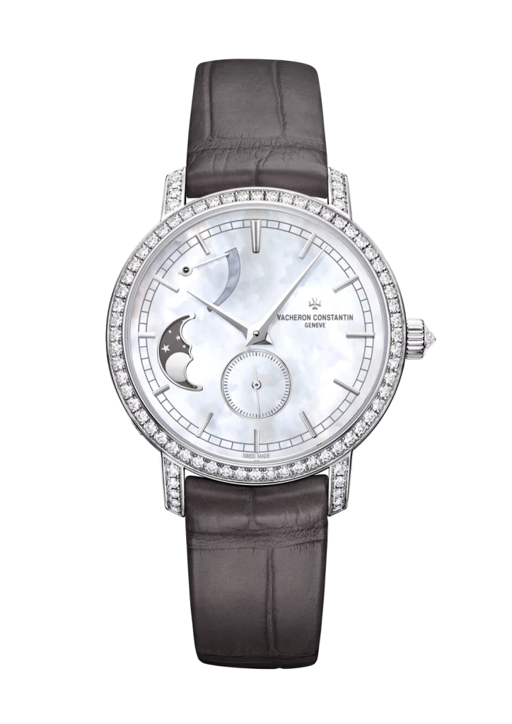 Vacheron Constantin 36mm Mother of Pearl Moon Phase Manual Winding Watch with 81 Diamonds 