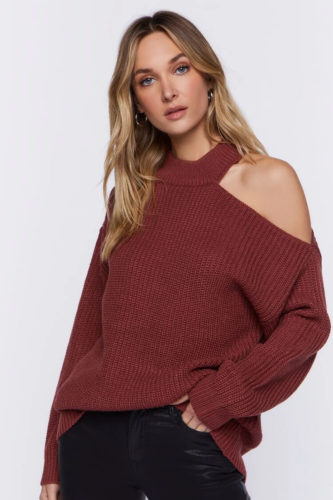 F21 Asymmetrical Open Shoulder Sweater