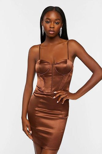 F21 Satin Bustier Mini Dress