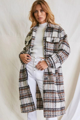 F21 Plaid Duster Jacket