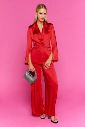 F21 Red Satin Suit