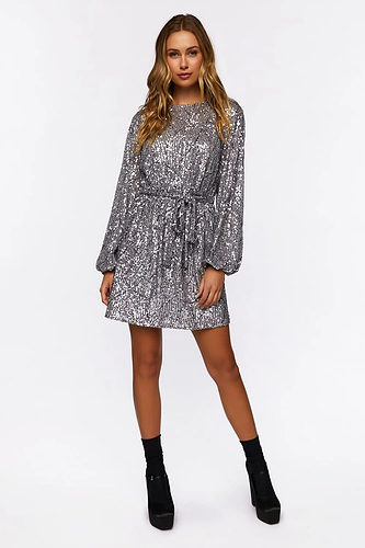 F21 Silver Sequin Mini Dress