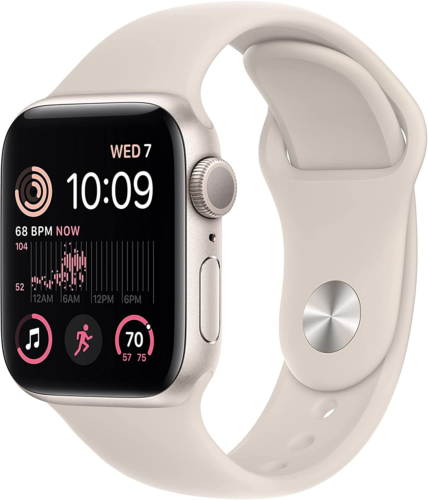 Apple watch in starlight with a starlight band