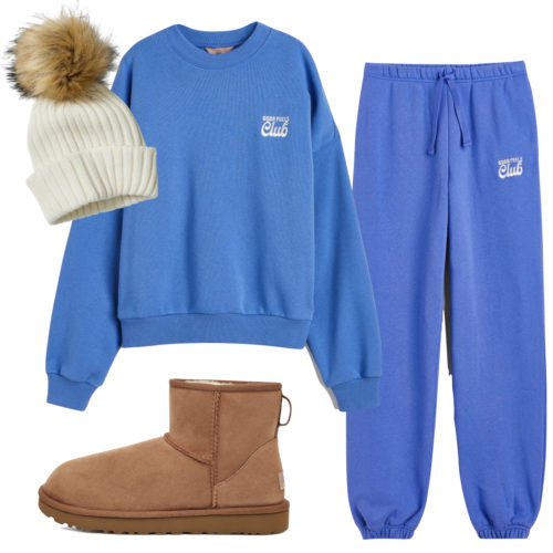 How to Wear Uggs in 2023: Loungewear Outfit with Ugg Classic Mini Boots and a matching sweat set