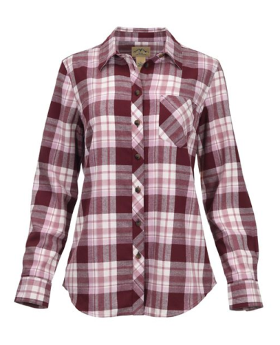 wine red and pink and white country flannel shirt for women