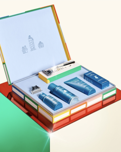 Harry's shave set with razor, shave gel, cartridges, post-shave balm, face lotion, and face wash