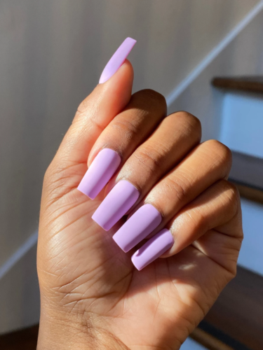 Lavender short acrylic nails