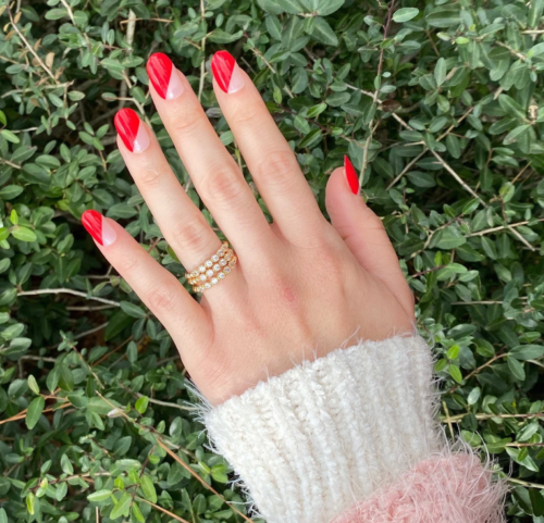 Short red acrylic nails