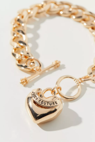 Urban Outfitters x Juicy Couture yellow gold heart charm bracelet