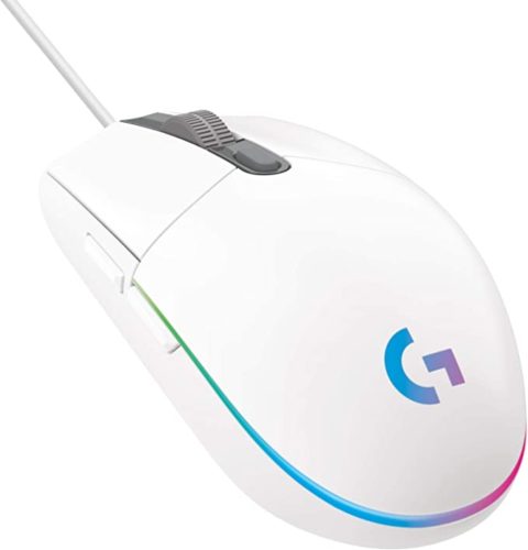 white logitech rgb wired gaming mouse