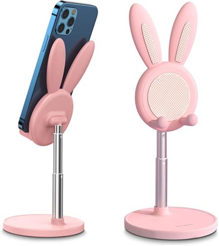 pink bunny shaped cell phone and nintendo switch holder
