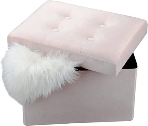 pink velvet ottoman with storage