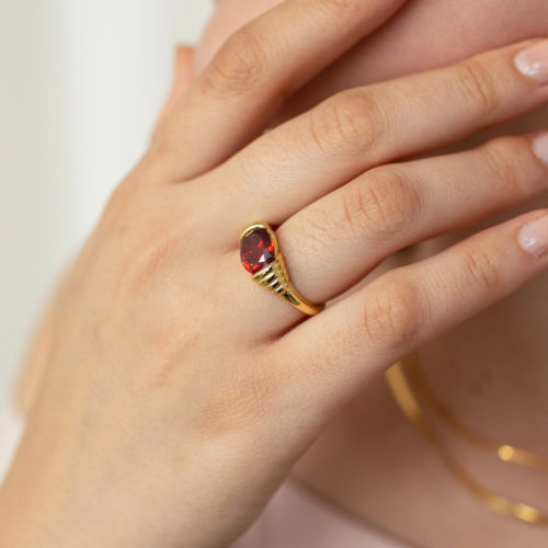 Caitlyn Minimalist Garnet Signet Ring