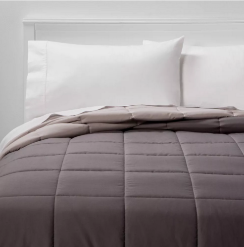 gray quilted comforter