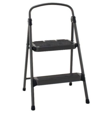 all black two step folding step stool