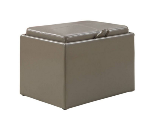 gray leather ottoman with storage