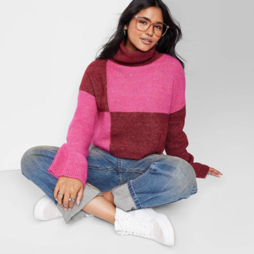 Target Pink Red Colorblock Sweater