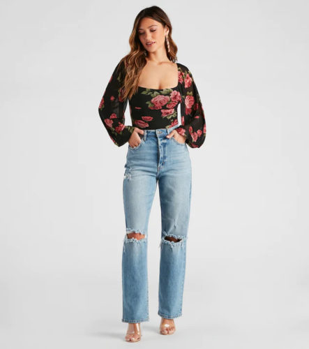 Windsor Rose Print Bodysuit