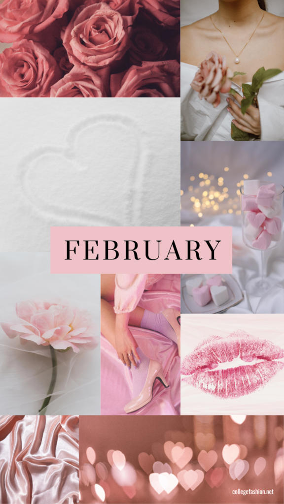 February Valentine's Day collage phone wallpaper