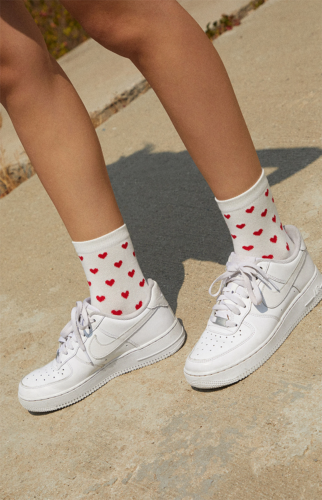 White and red heart socks for Galentines Day