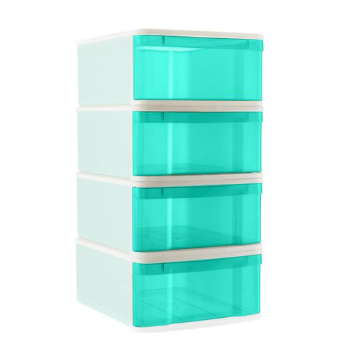 aqua transparent large stacking drawers