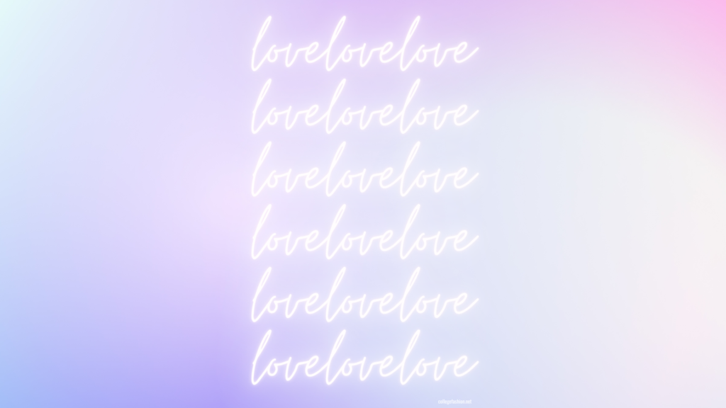 바탕 화면의 보라색 배경에 Lovelovelove 그라데이션 벽지