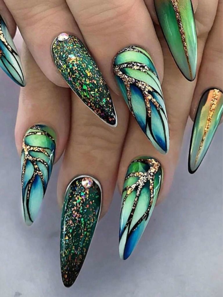 Mardi Gras Glitter Nails - mardi gras nail art