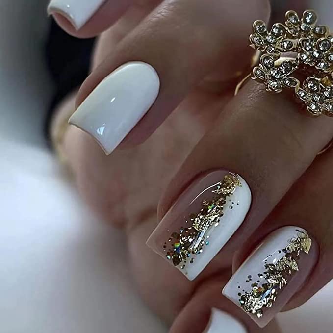 Gold foil nails from Amazon