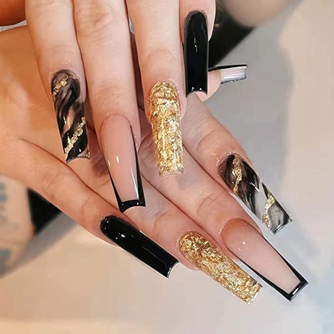 Gold marble nails from Amazon