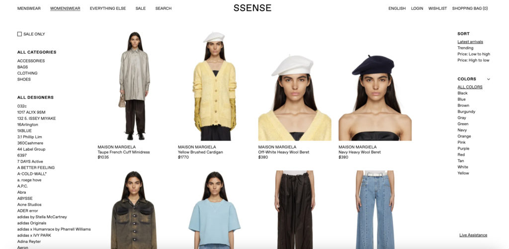 SSENSE Website