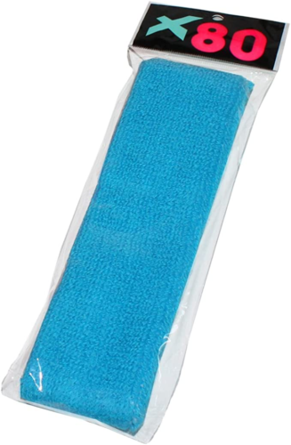 X80 brand neon blue sweat headband in package