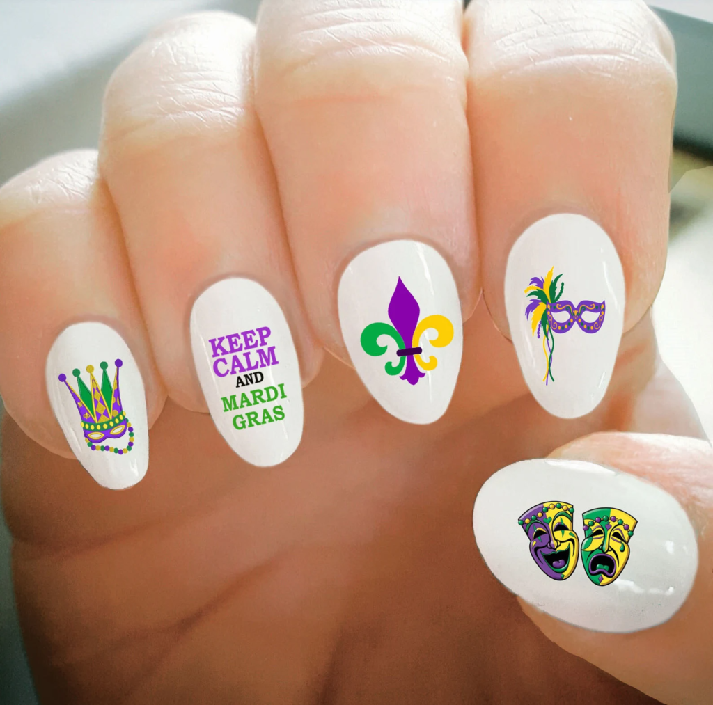 cute mardi gras nail designs