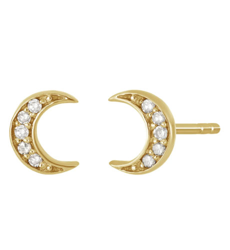 Diamond Moon Stud Earrings