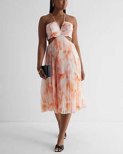 Express Floral Pleated Dress