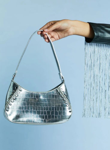 F21 Silver Croc Bag