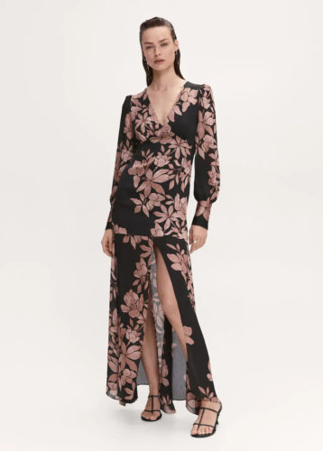 Mango Dark Floral Print Maxi Dress