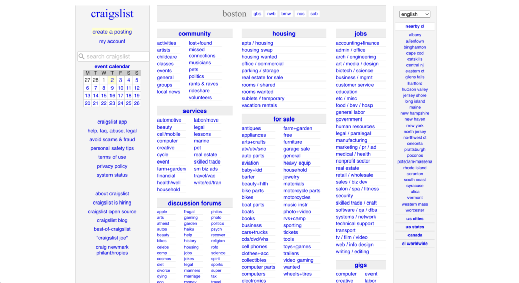 Craigslist.org screenshot