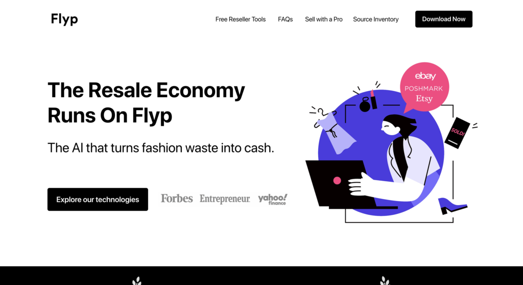 flyp.com screenshot - designer handbags
