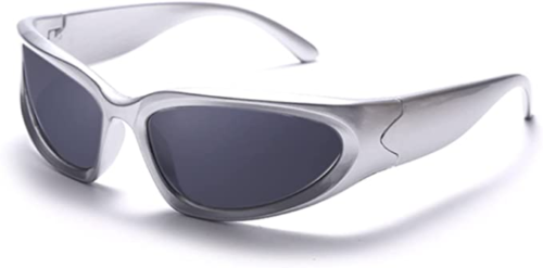 Futuristic silver sunglasses from Amazon