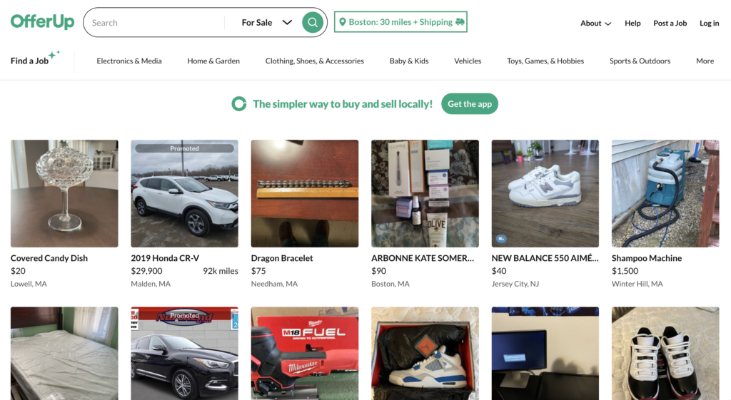 Offerup.com screenshot -niche market
