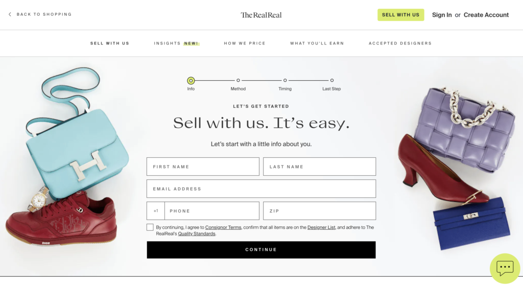 Screenshot of TheRealReal.com