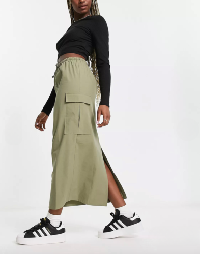 Asos Cargo Maxi Skirt Outfit