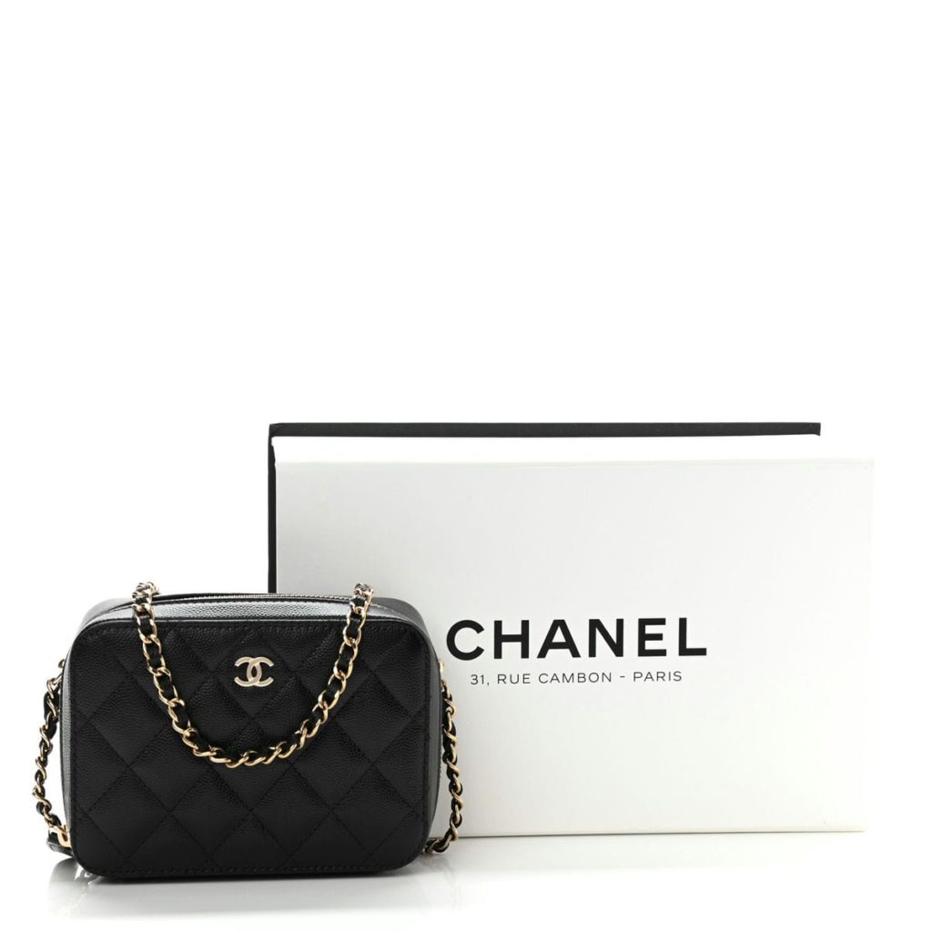 Chanel Fashion Brand Caviar Quilted Camera Bag Black