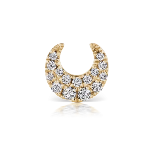 Diamond Moon Threaded Stud Earring
