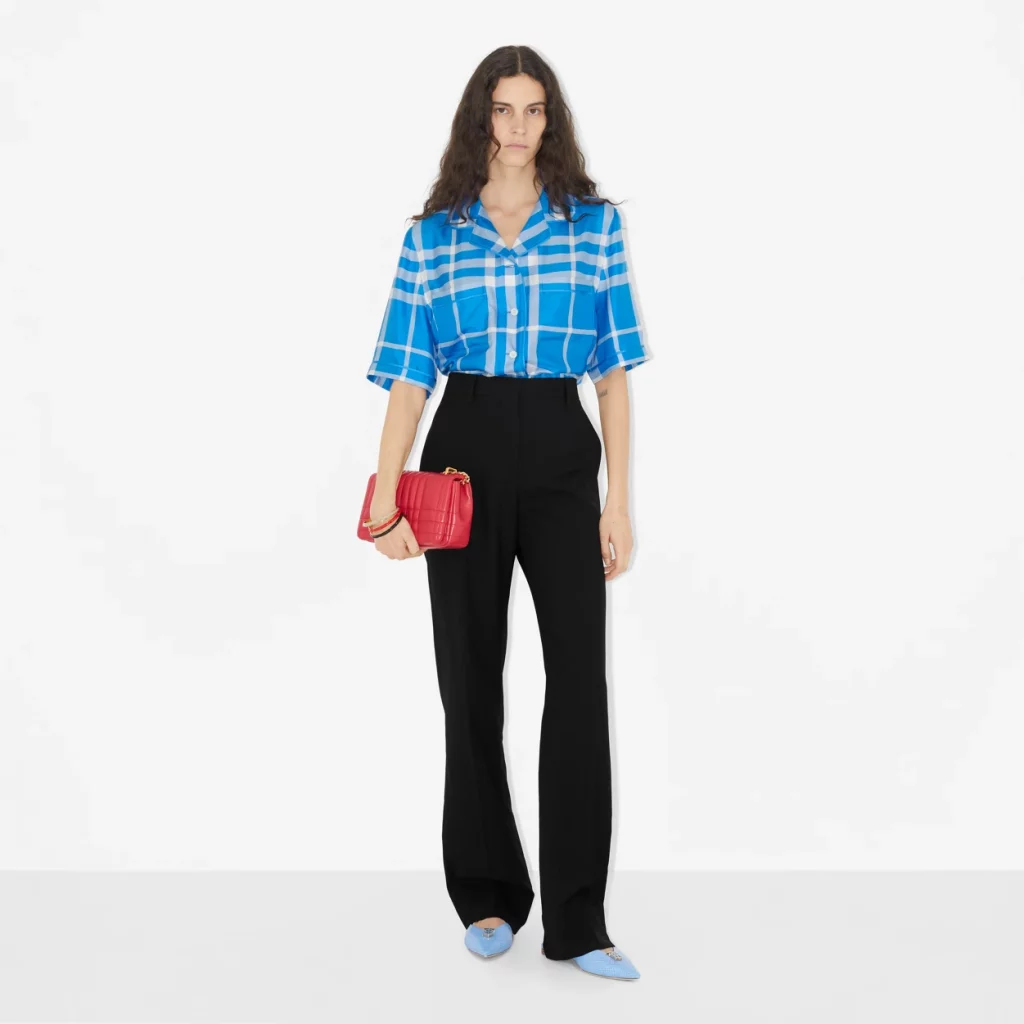 Exaggerated Check Silk Pyjama Shirt