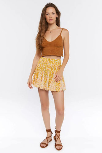 F21 Floral Mini Skirt Outfit