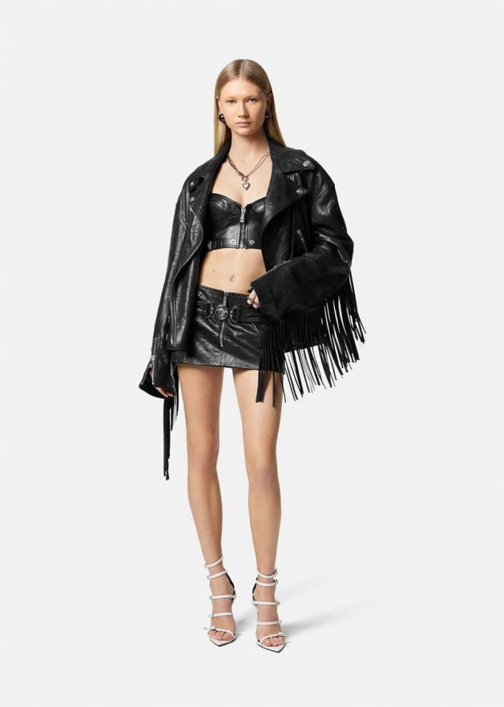 LEATHER BIKER BRALETTE TOP 